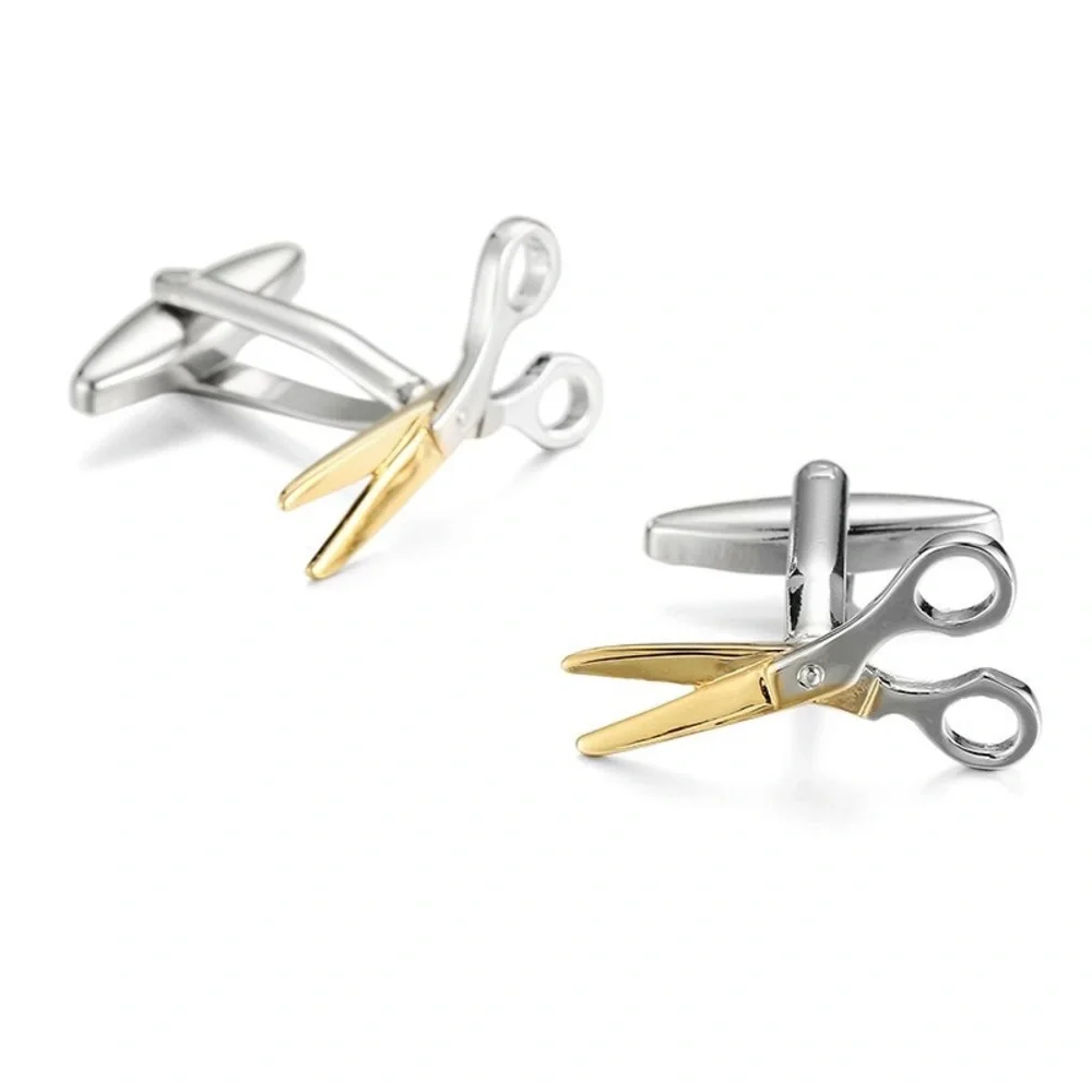 Gold and Silver Scissor Cufflinks - Picture 3 of 15